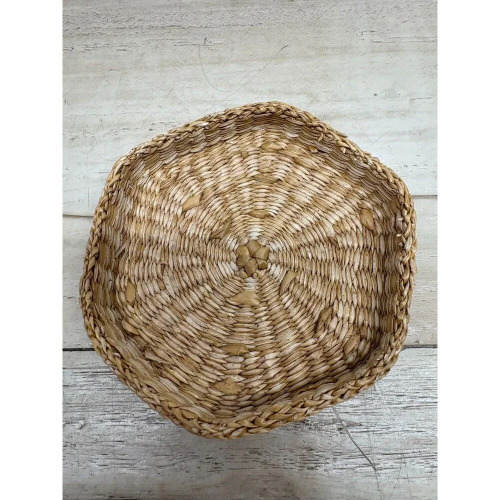 Vtg Set Of 2 Handwoven Basket Handmade